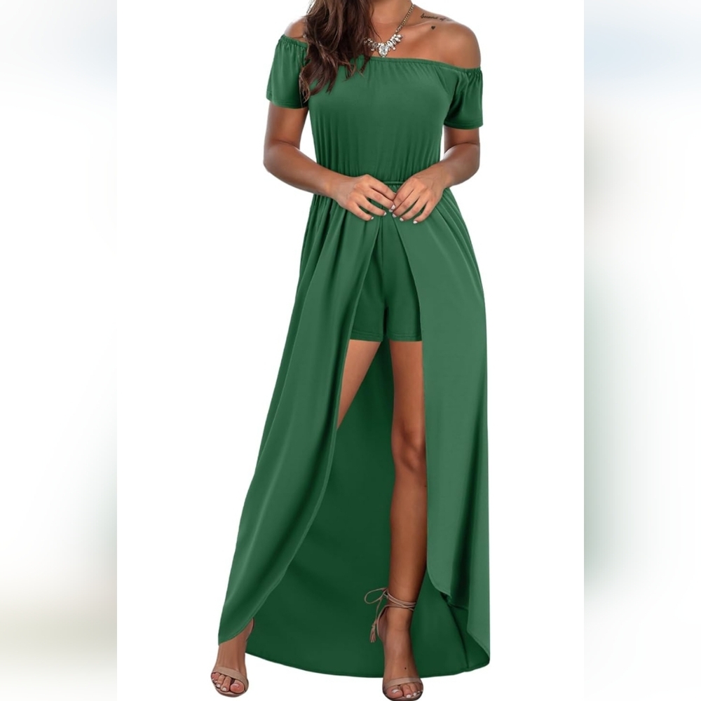 BIUBIU Off Shoulder Maxi Romper